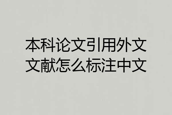 本科论文引用外文文献怎么标注中文