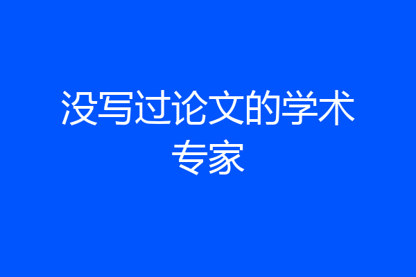 没写过论文的学术专家