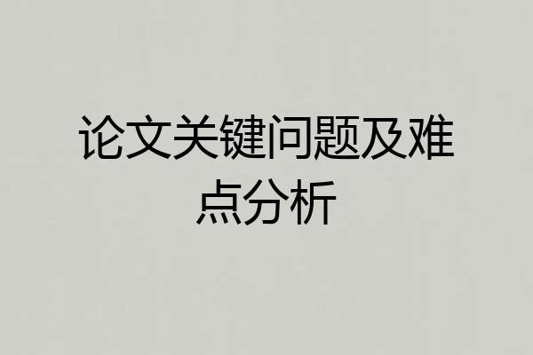 论文关键问题及难点分析