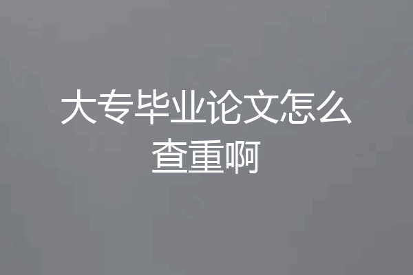 大专毕业论文怎么查重啊