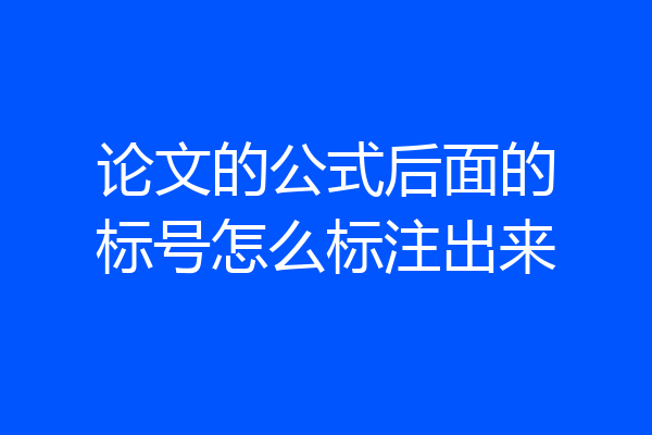 论文的公式后面的标号怎么标注出来