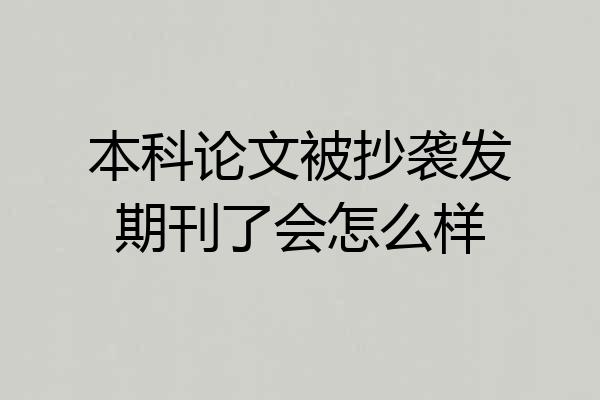 本科论文被抄袭发期刊了会怎么样