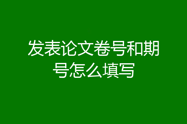 发表论文卷号和期号怎么填写