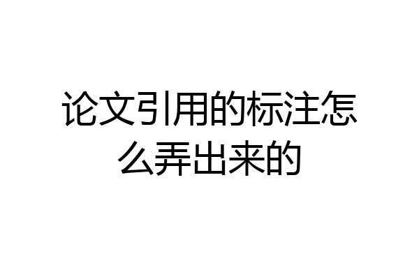 论文引用的标注怎么弄出来的