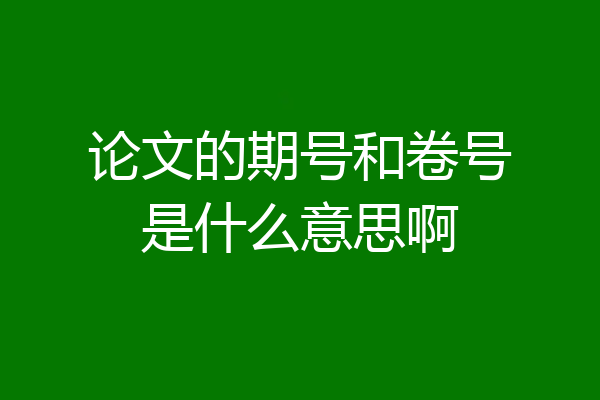 论文的期号和卷号是什么意思啊