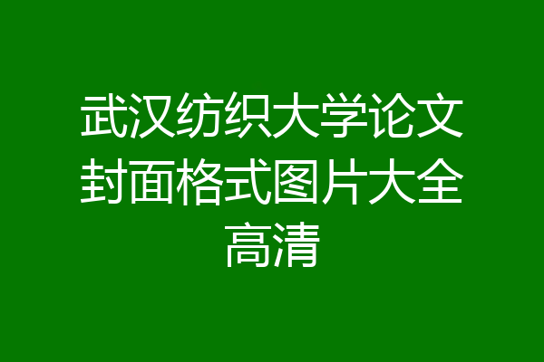 武汉纺织大学论文封面格式图片大全高清
