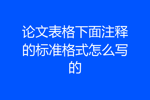 论文表格下面注释的标准格式怎么写的