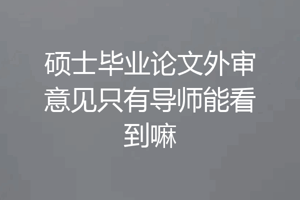 硕士毕业论文外审意见只有导师能看到嘛