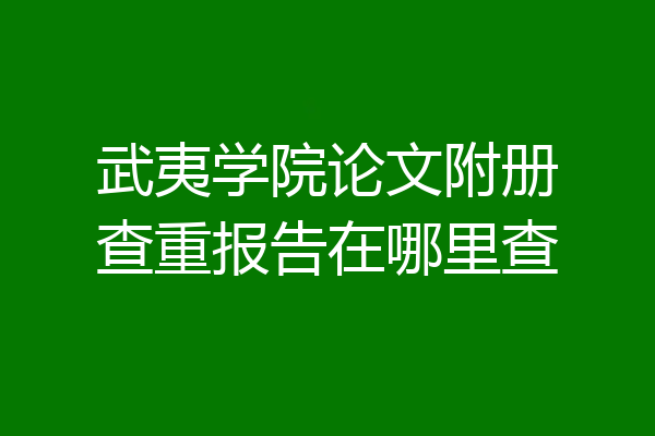 武夷学院论文附册查重报告在哪里查