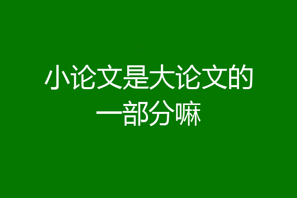 小论文是大论文的一部分嘛