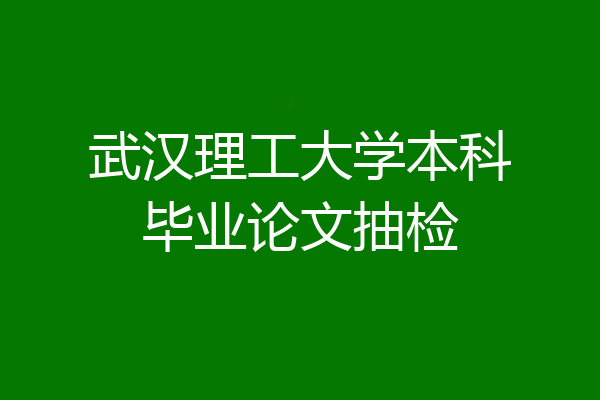 武汉理工大学本科毕业论文抽检