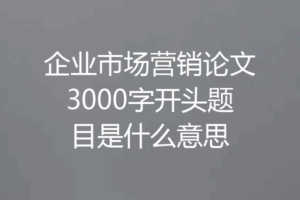 企业市场营销论文3000字开头题目是什么意思