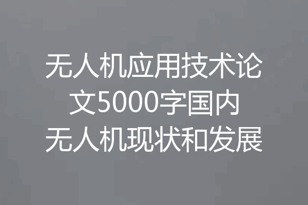 无人机应用技术论文5000字国内无人机现状和发展