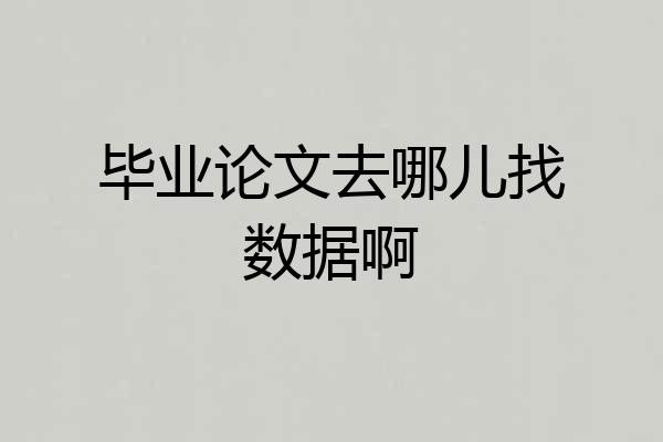 毕业论文去哪儿找数据啊