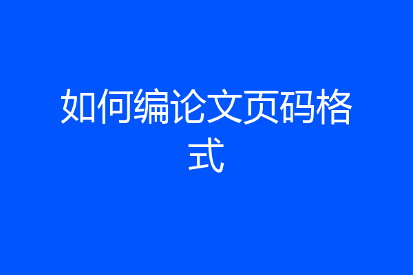 如何编论文页码格式
