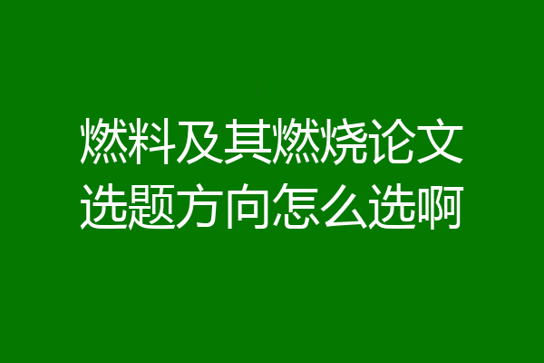燃料及其燃烧论文选题方向怎么选啊