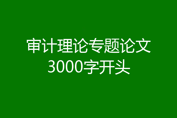 审计理论专题论文3000字开头