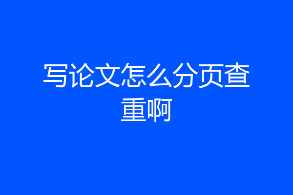 写论文怎么分页查重啊