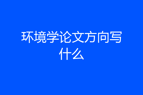 环境学论文方向写什么