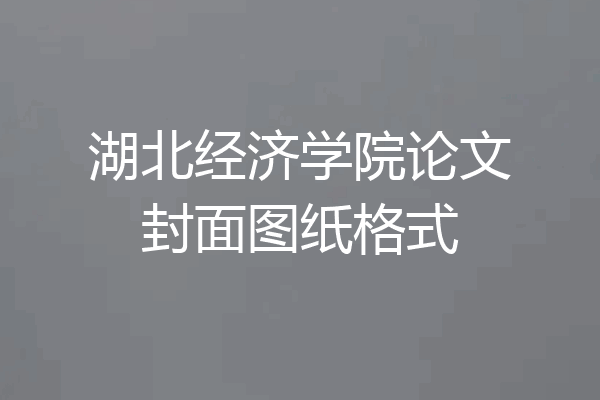 湖北经济学院论文封面图纸格式
