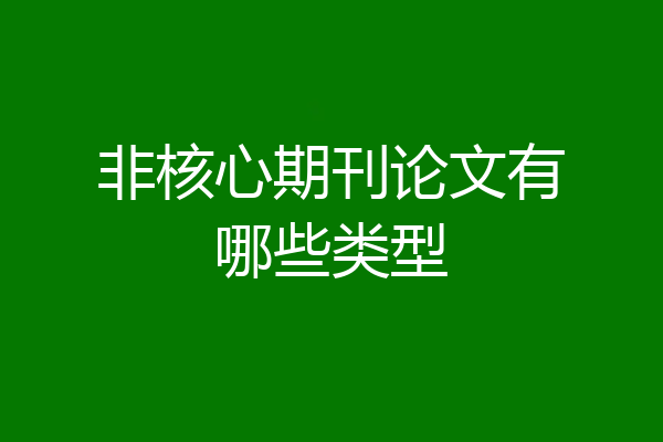 非核心期刊论文有哪些类型