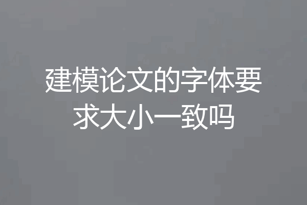 建模论文的字体要求大小一致吗