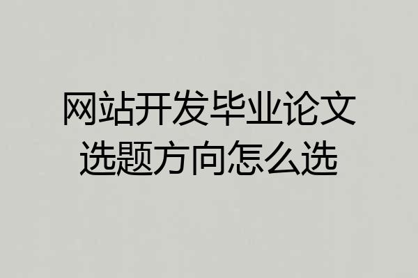 网站开发毕业论文选题方向怎么选