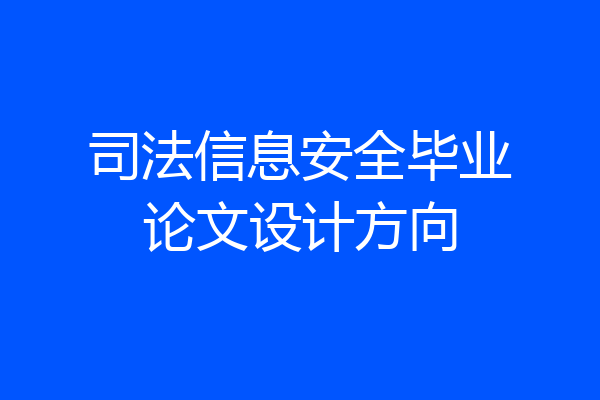 司法信息安全毕业论文设计方向