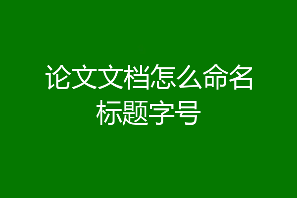 论文文档怎么命名标题字号