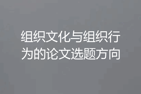 组织文化与组织行为的论文选题方向
