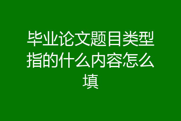 毕业论文题目类型指的什么内容怎么填