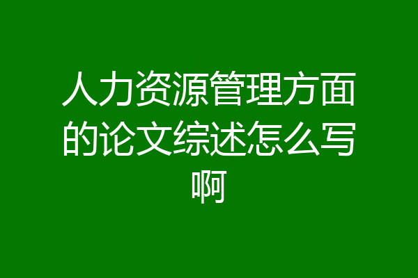 人力资源管理方面的论文综述怎么写啊