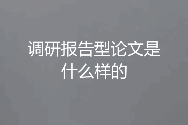 调研报告型论文是什么样的