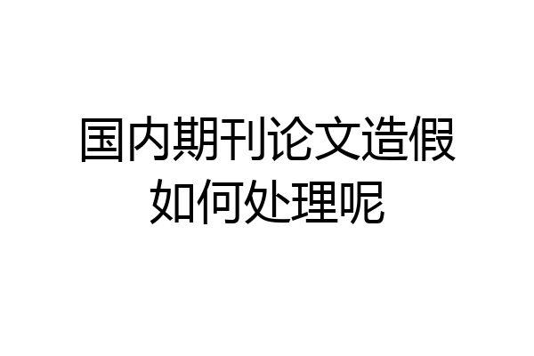 国内期刊论文造假如何处理呢