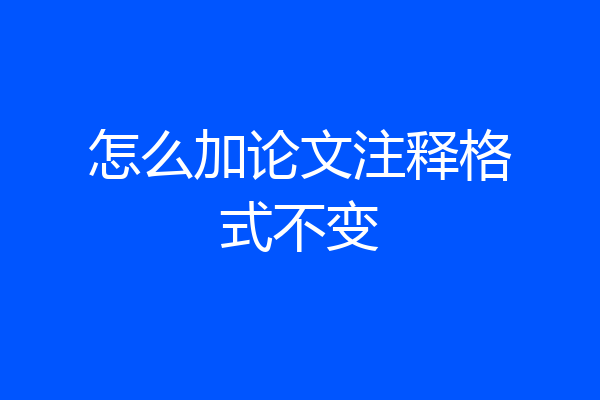 怎么加论文注释格式不变