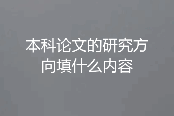 本科论文的研究方向填什么内容