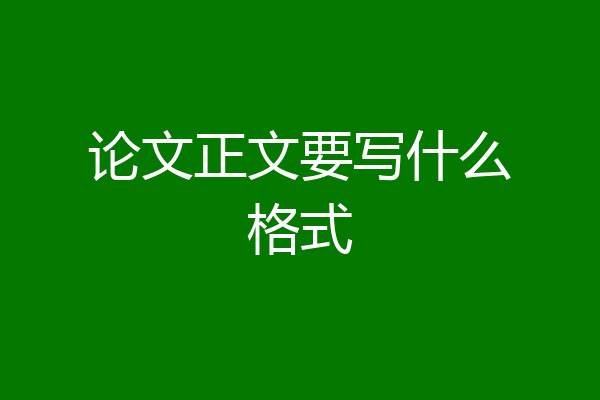 论文正文要写什么格式