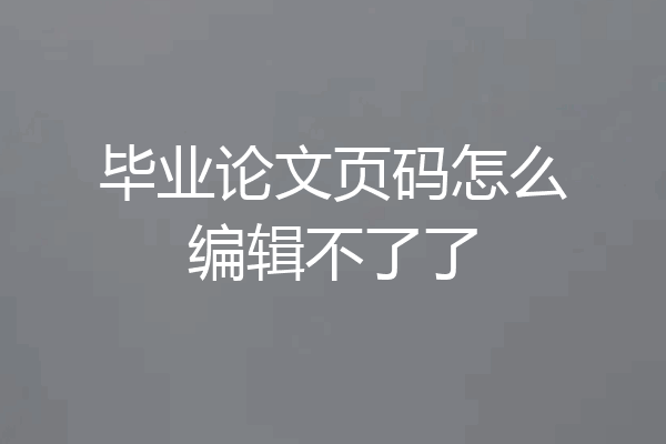 毕业论文页码怎么编辑不了了