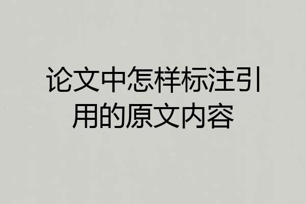 论文中怎样标注引用的原文内容