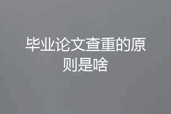 毕业论文查重的原则是啥