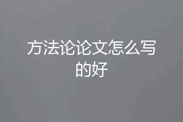 方法论论文怎么写的好