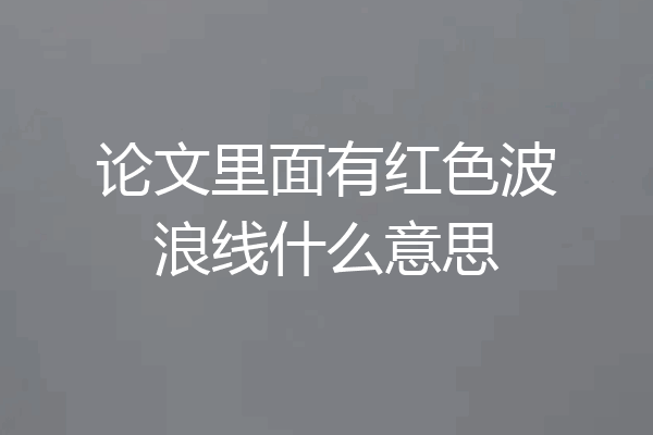 论文里面有红色波浪线什么意思