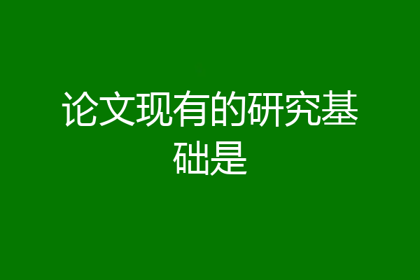 论文现有的研究基础是