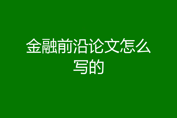 金融前沿论文怎么写的
