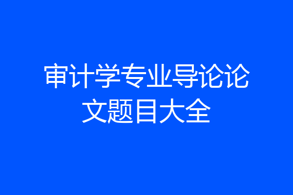 审计学专业导论论文题目大全