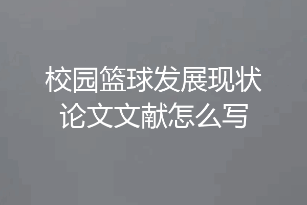 校园篮球发展现状论文文献怎么写