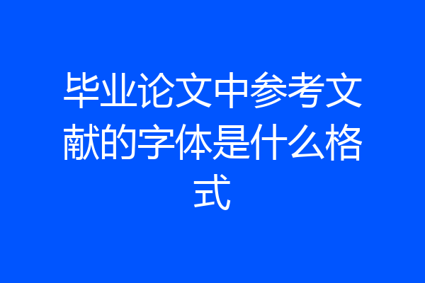 毕业论文中参考文献的字体是什么格式