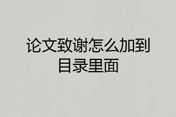论文致谢怎么加到目录里面
