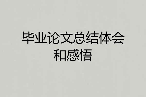 毕业论文总结体会和感悟