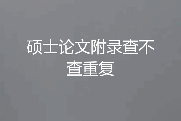 硕士论文附录查不查重复